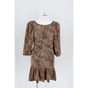 NWT Anthropologie Maeve Women Sz 4 Leopard Print Cut-out 3/4 Sleeve Mini Dress